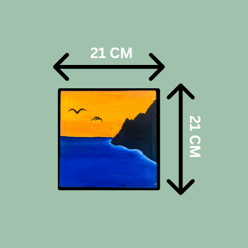 Sunset Serenity – 21 CM || Hand-Painted Canvas Art
