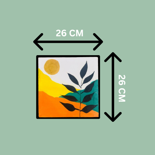 Sunset Leaf - Minimalist Canvas Wall Art (26x26 cm)