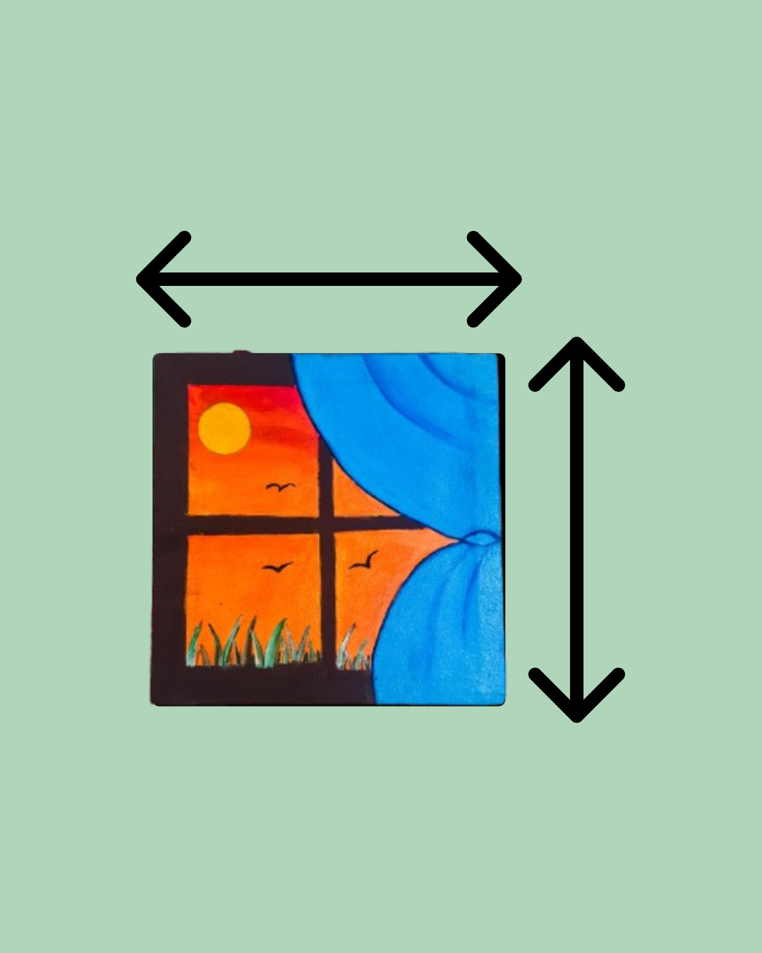 Window to Sunset - Vibrant Hand-Painted Canvas (21x21 cm)