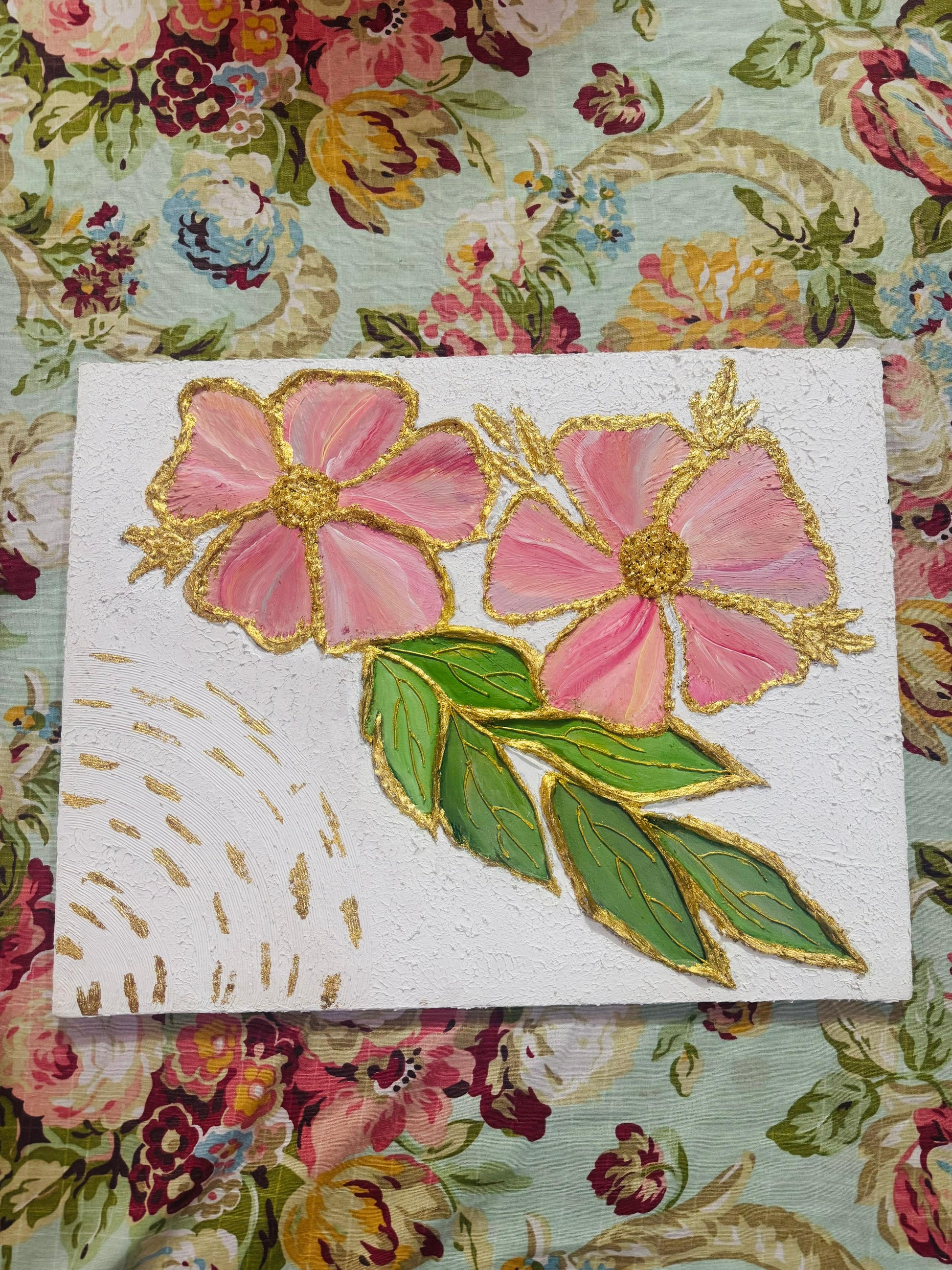 Blush Bloom - Handmade Textured Floral Art on Canvas