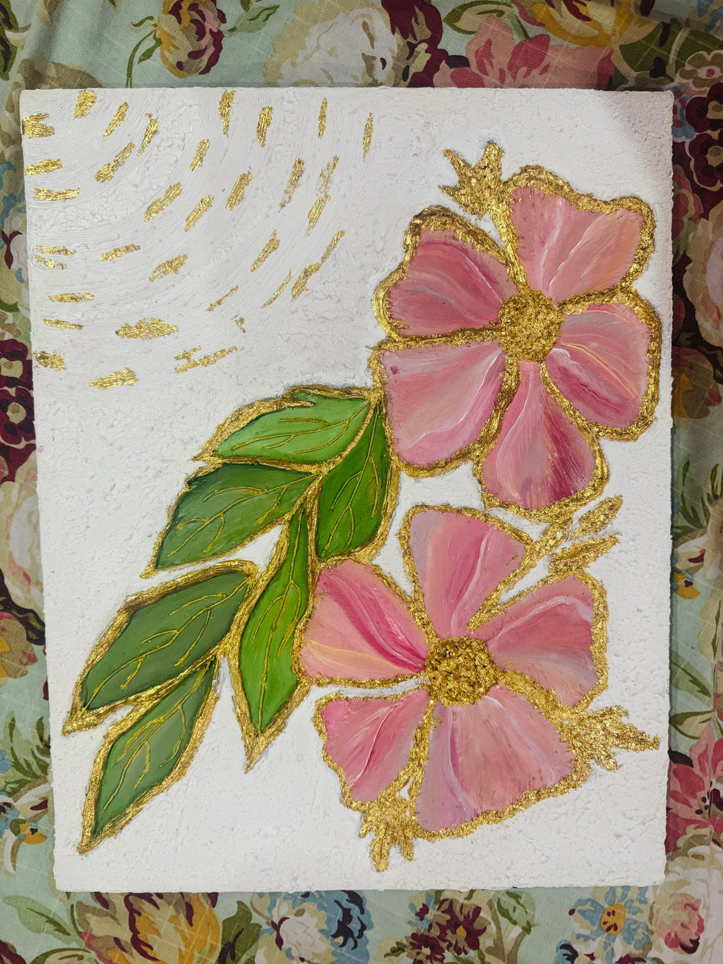 Blush Bloom - Handmade Textured Floral Art on Canvas