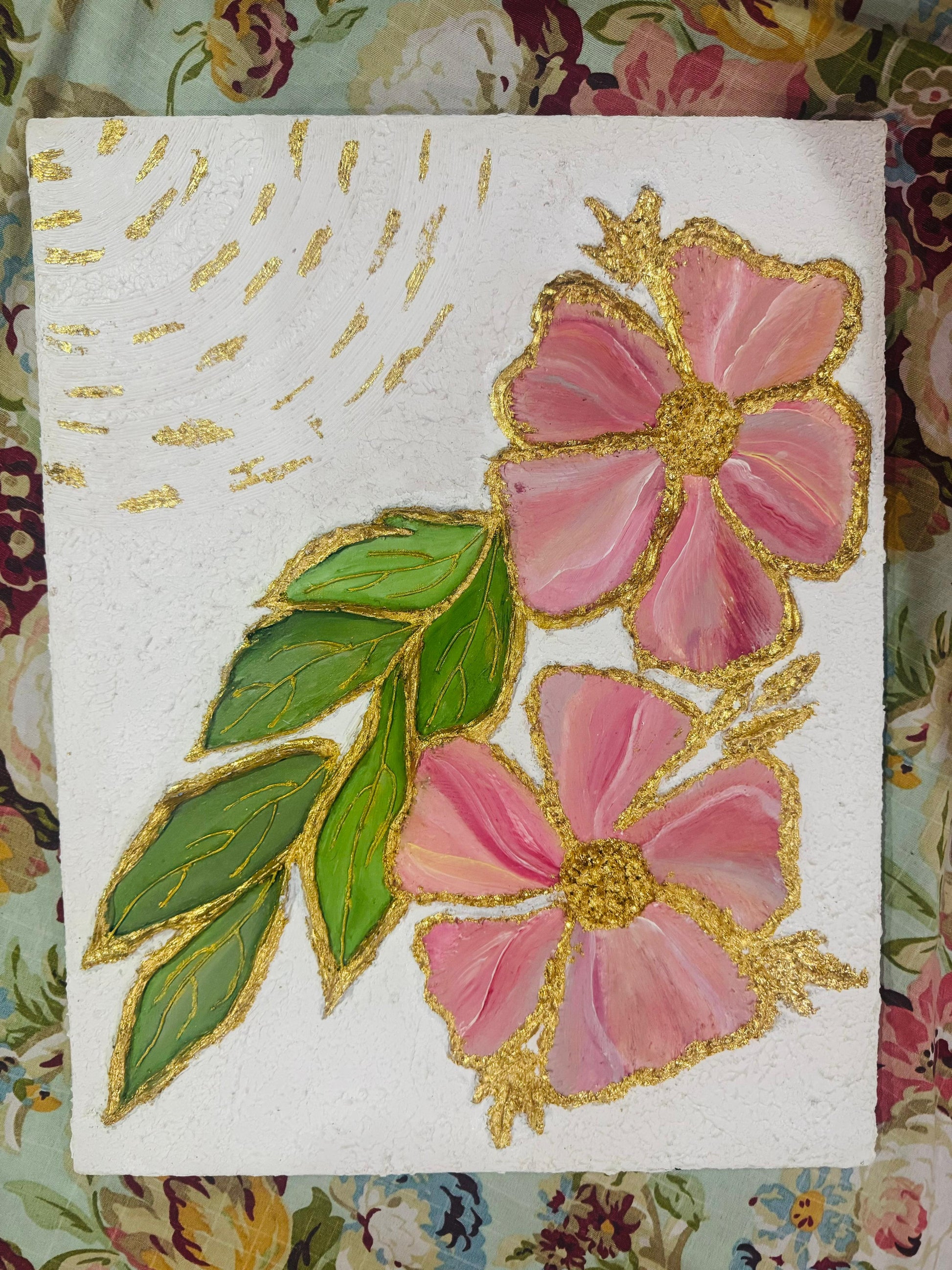Blush Bloom - Handmade Textured Floral Art on Canvas