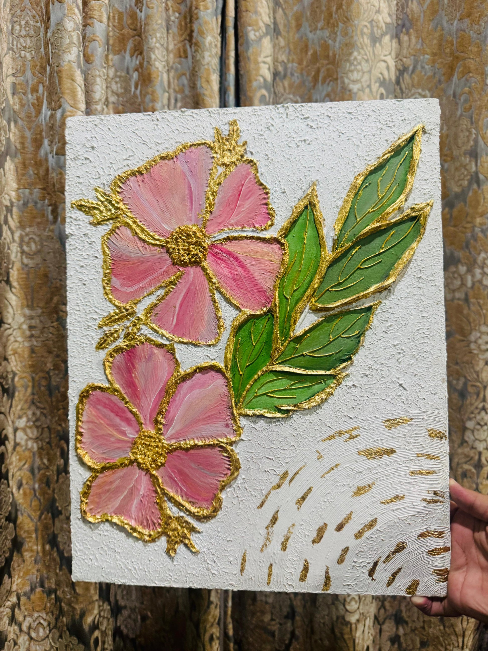 Blush Bloom - Handmade Textured Floral Art on Canvas
