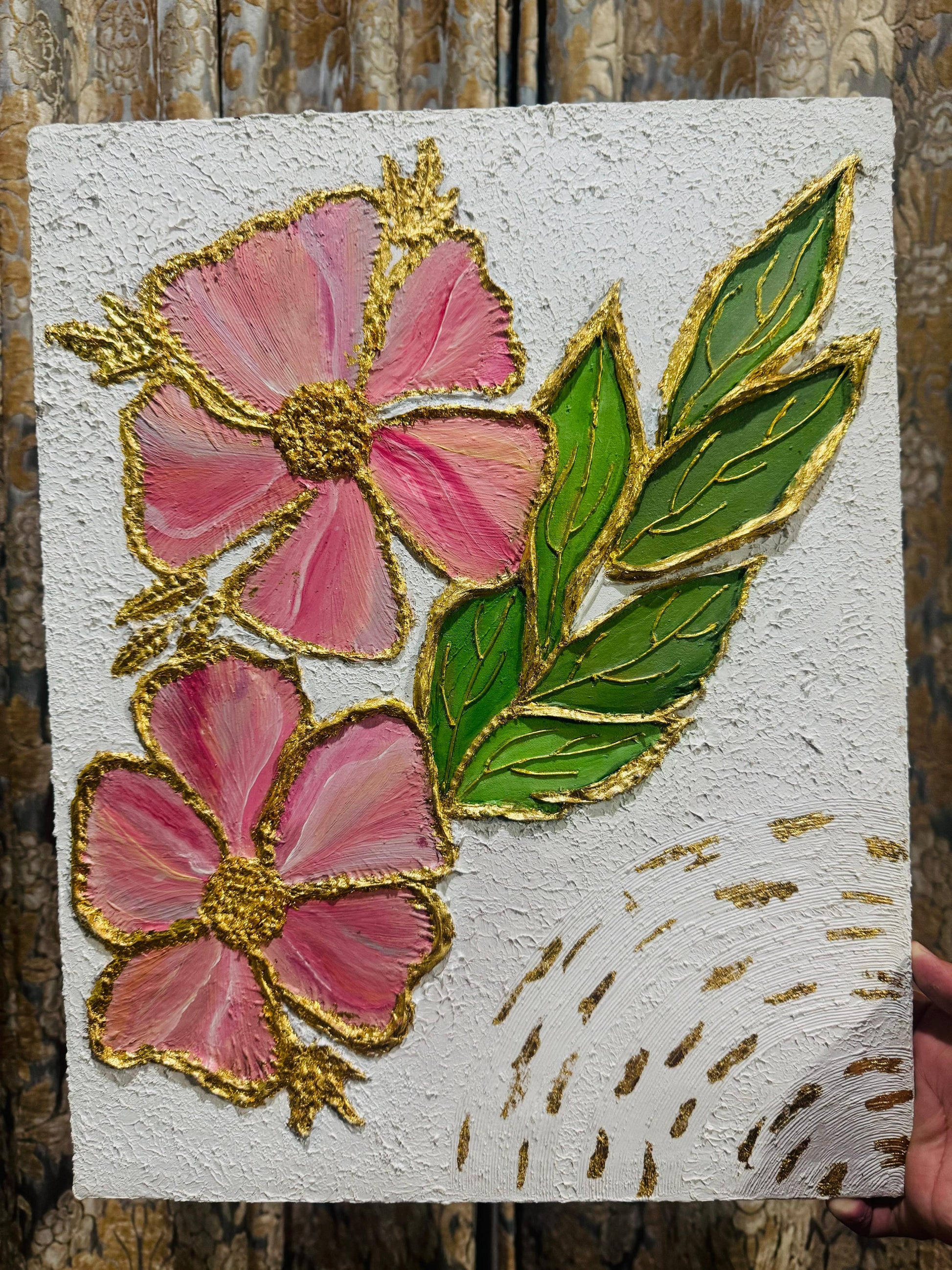 Blush Bloom - Handmade Textured Floral Art on Canvas