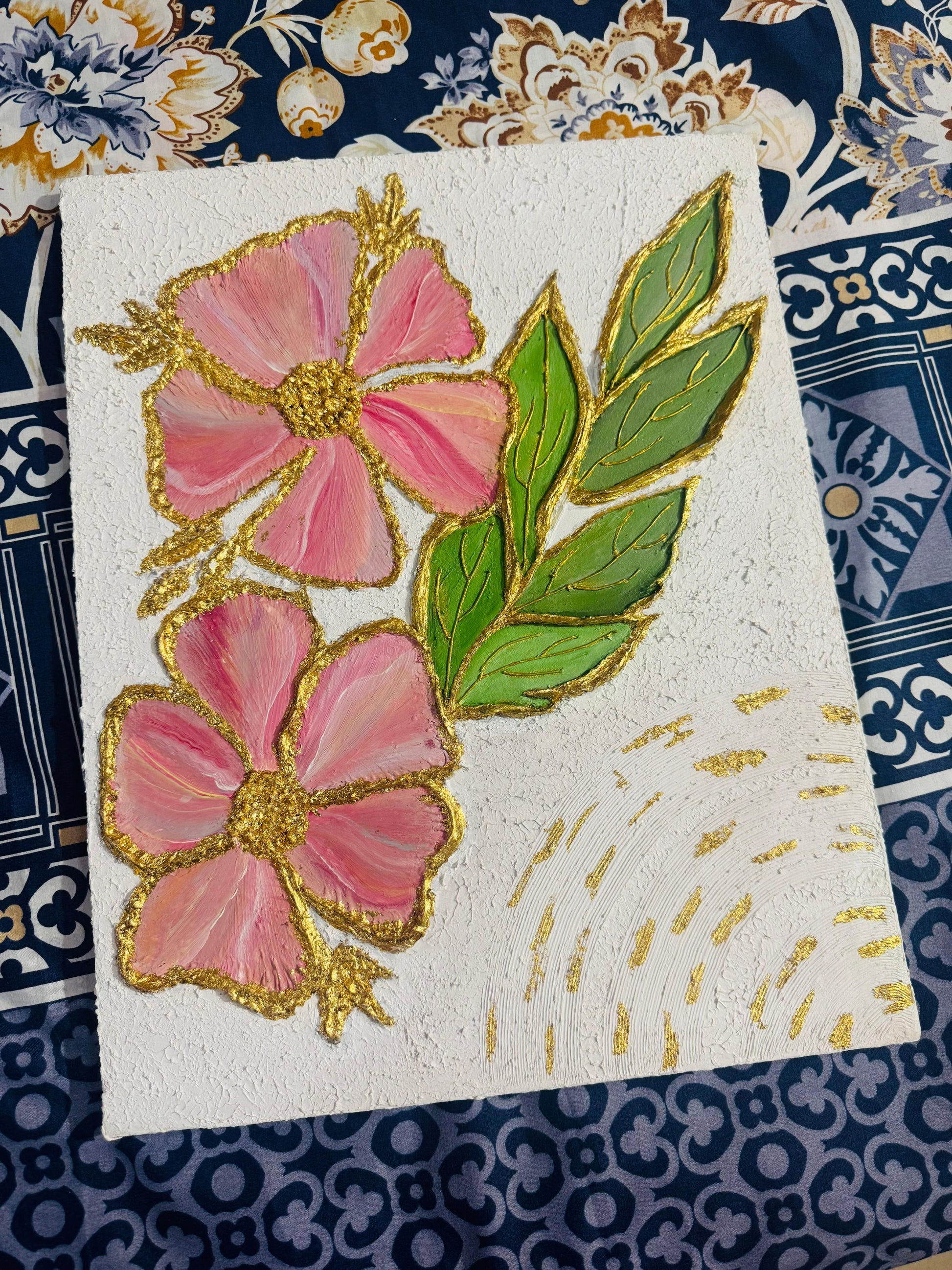 Blush Bloom - Handmade Textured Floral Art on Canvas