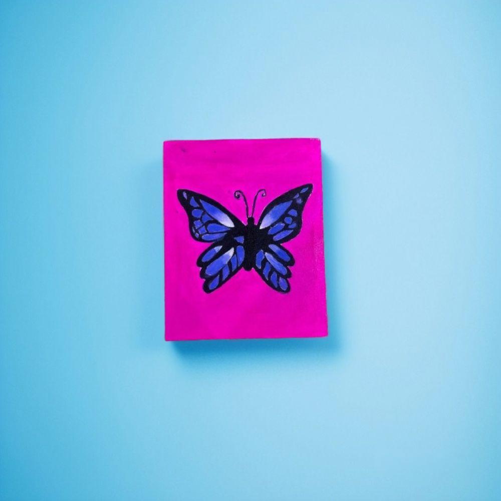 Bold Beauty - Hand-Painted Butterfly Canvas (26x21 cm)