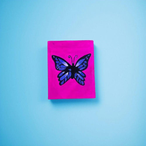 Bold Beauty - Hand-Painted Butterfly Canvas (26x21 cm)